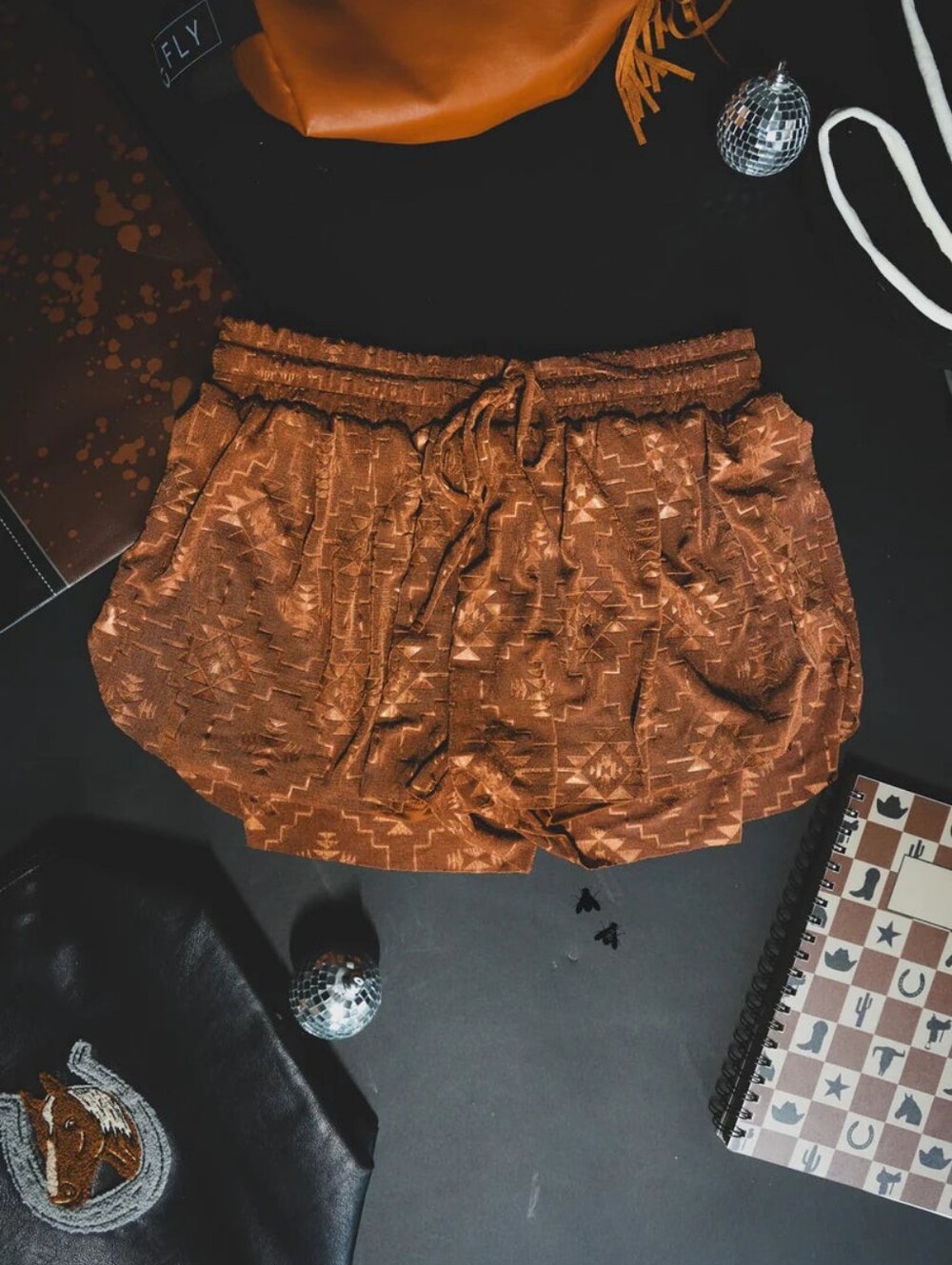 Aztec Rust Brown Layered Shorts